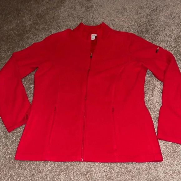 L.L. Bean full zip fleece jacket long sleeve red  size small.  GG - Picture 1 of 5